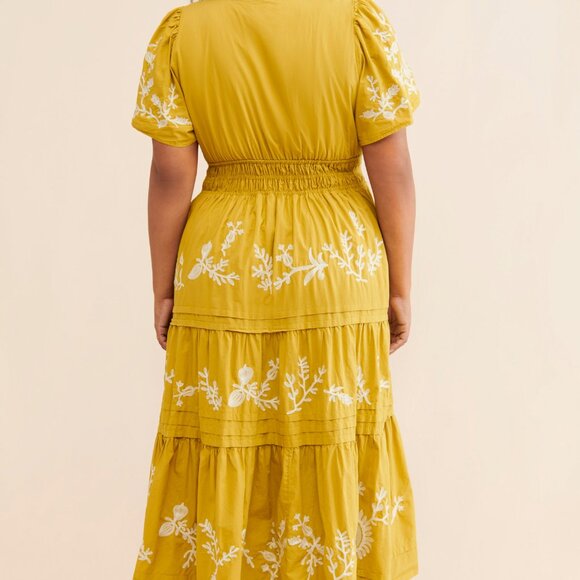 Anthropologie Somerset Printed Maxi Dress - yellow embroidered - Picture 3 of 7